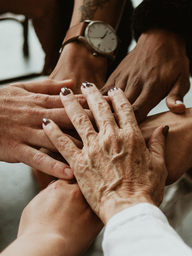 hands holding hands as a sign of mutual support